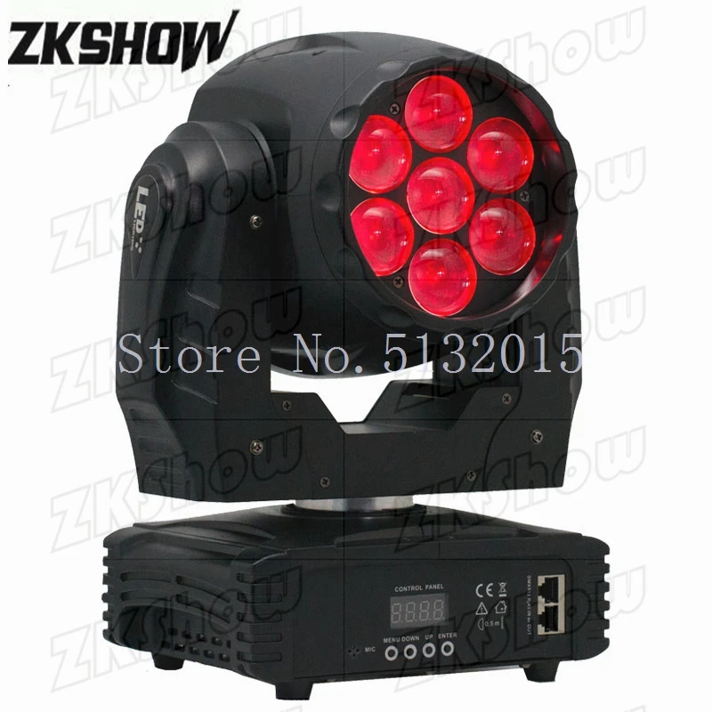 줌 RGBW LED 워시 무빙 헤드, DJ 디스코 파티, 나이트 클럽 바 엔터테인먼트, 웨딩 쇼 무대 조명, 7*15W, 2PCs/로트