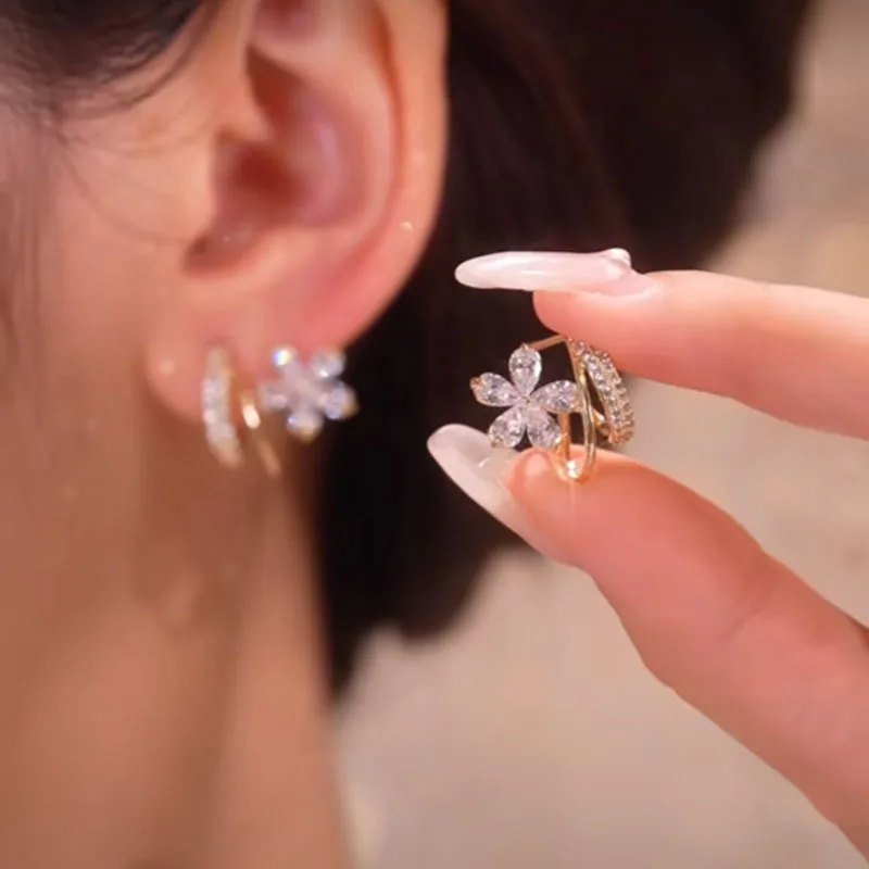Zircon Flower Drop Earrings For Women Korean Long Tassel Earring Girls Party Jewelry drop earrings flower earrings crystal tassel earrings long earrings dangle earrings