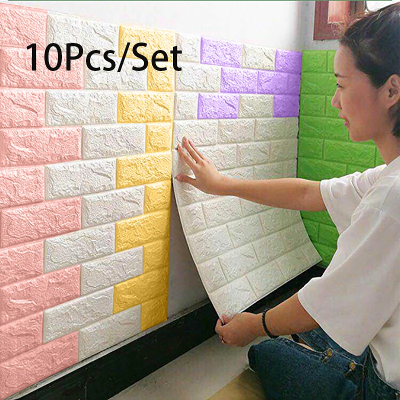 

Retro Decoration Bedroom 70cmX100cm 3d Wall Panels Foam Peel and Stick Wallpaper Brick Pattern Waterproof Wall Stickers