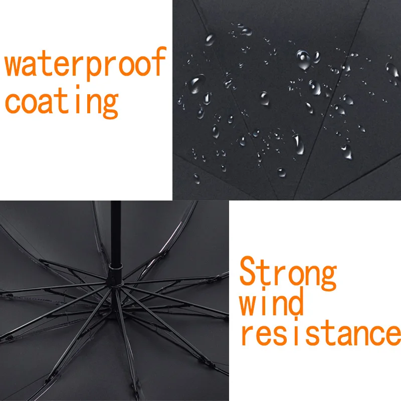 10Ribs Woman Folding Rain Umbrella Sunny Protection Umbrella Business Car Travel Family Rainy Umbrellas Men Rain 130CM