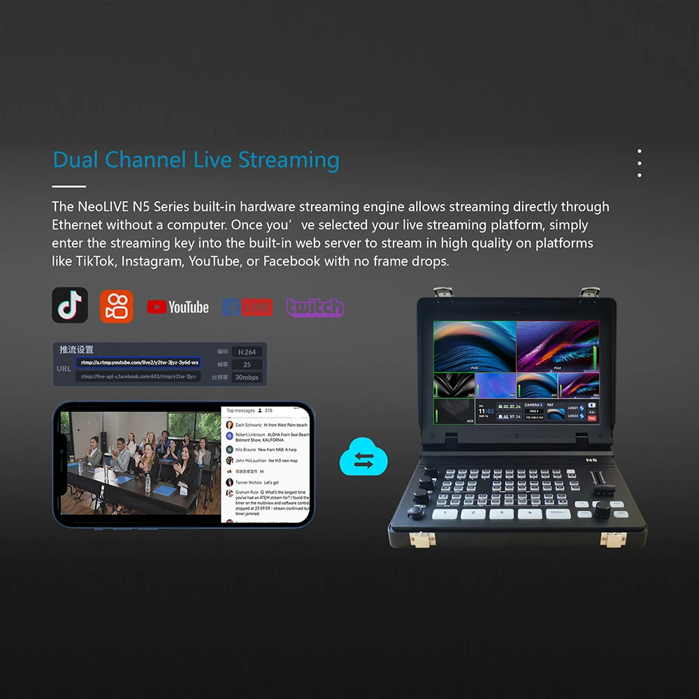 Přenosný 10,1palcový LED displej Runpu N5 4kanálový HDMI Video Mixer - Image 5