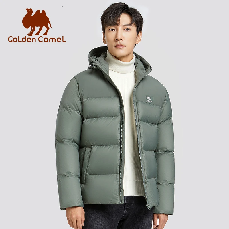 GOLDEN CAMEL Down Jacket Waterproof Men's Jackets 2024 White Duck Down Thickened Hooded Cold-proof Warm Men Winter Coats Camping