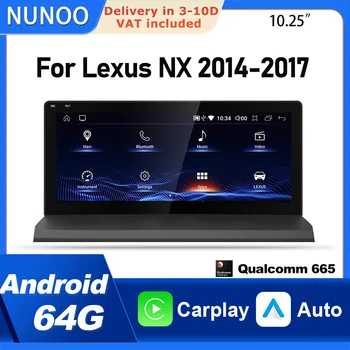 Radio para Auto con CarPlay Inalámbrico y Android Auto para Lexus NX NX200 NX200T NX300h NX300 2014-2017, Reproductor Multimedia, Navegador GPS, DSP, 4G, WiFi 1