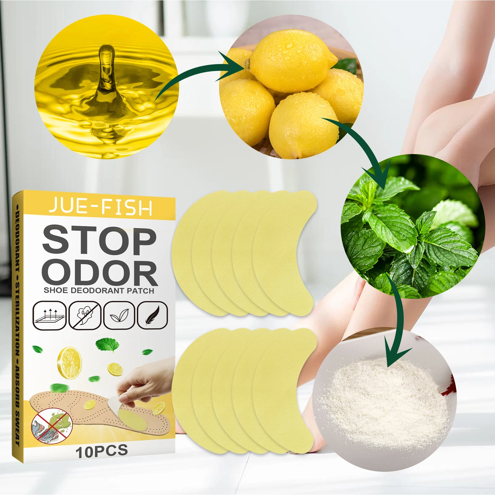 Natural Shoe Deodorant Patches Anti Odor Insole Inserts