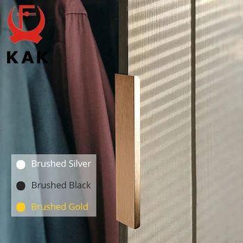 KAK Black Silver Hidden Cabinet Handles Zinc Alloy Kitchen Cupboard Pulls Drawer Knobs Bedroom Door Furniture Handle Hardware