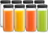 Set of 8 Glass Juice Bottles, 16 oz Capacity, Includes Caps & Labels, Ideal for Juice, Cold Brew, or Smoothie Storage. 1