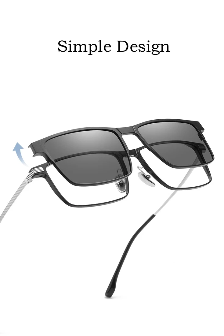 YIMARUIILI Mode Hohe Qualität Platz Reinem Titan Magnetische Clip Auf Gläser Optische Verordnung Große Brillen Rahmen Männer 9905 – Detail 5