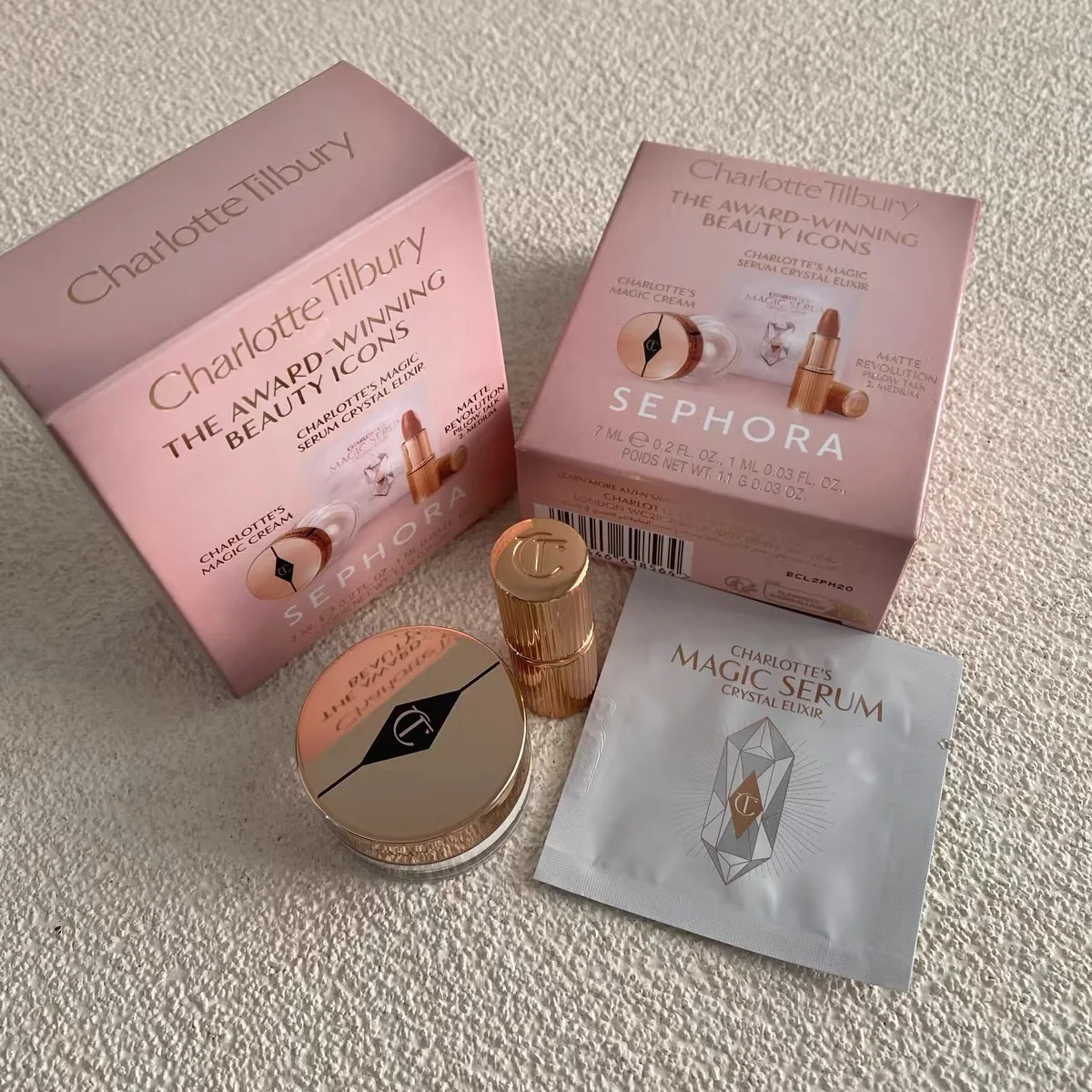 NIB Charlotte Tilbury Sephora 3pc Mini Set: Magic Cream , Elixir, Lipstick