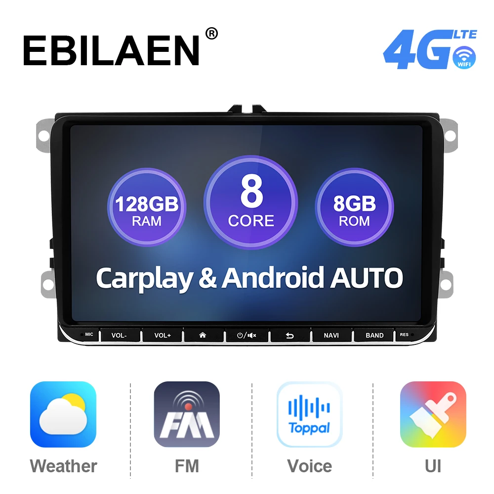 

9 дюймовый автомобильный радиоплеер Android 10 для VW Volkswagen Golf Polo Tiguan Passat B7 B6 SEAT Leon Skoda Octavia GPS навигация 4G