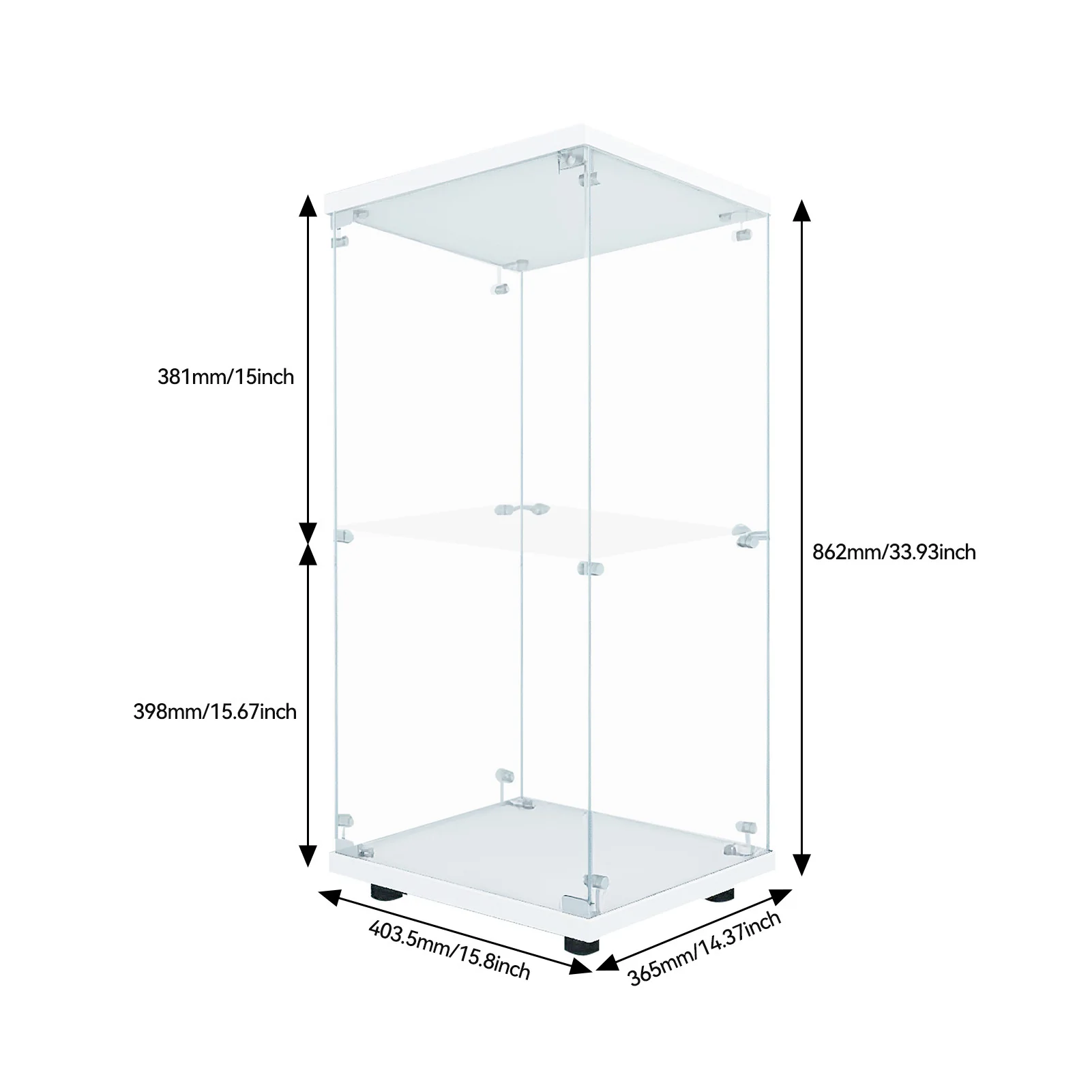 Anajqaqia 2-stöckige Vitrine, Freistehende Aufbewahrungseinheit mit Berührungsaktivierter Beleuchtung und Schloss, für Wohnzimmer, Weiß – Detail 1