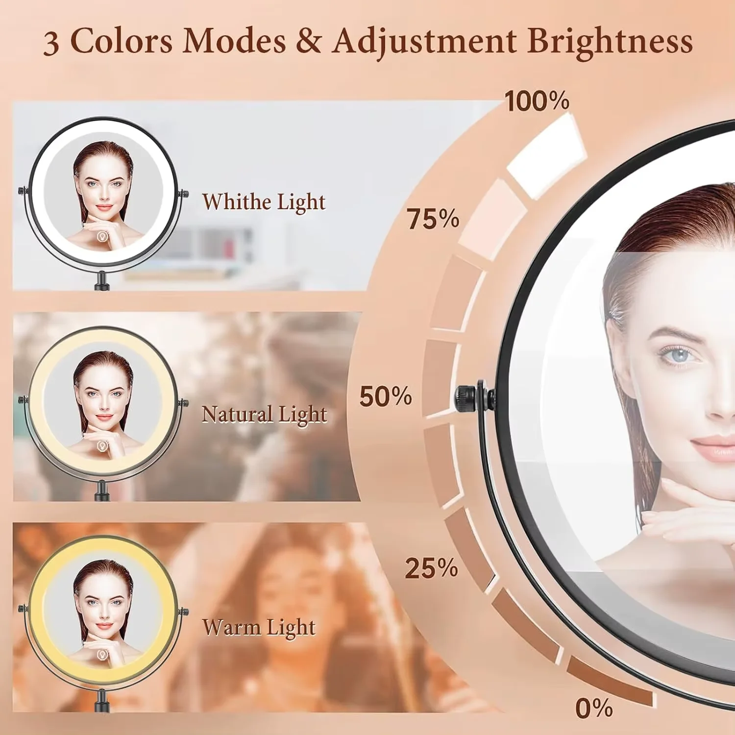 Lighted Makeup Mirror 1x To 10x Magnification Tabletop Vanity - Image 12