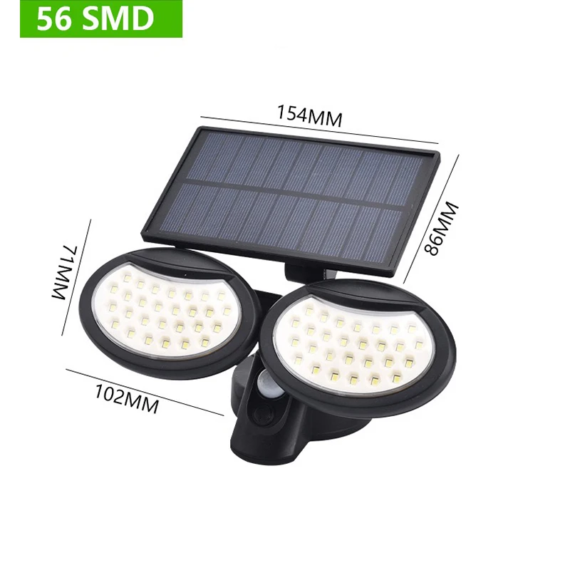 LED Solar Outdoor Light 2 Head Rotatable Motion Sensor 56/78 LED Lamp 3 Modes Lighting for Exterior Wall,Fence or Garden solar pathway lights Solar Lamps