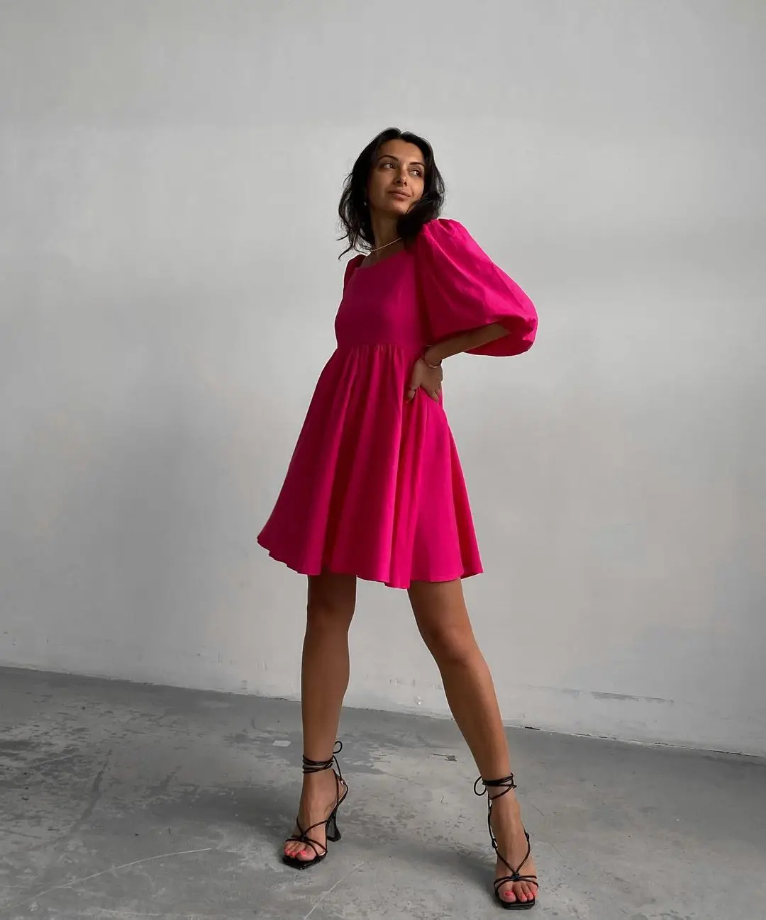

Women's Summer Dress White Elegant Cotton Casual Dresses Short Sleeve Ruffle A-line Mini Green Dress for Women 2022 New Hit