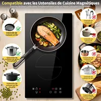 Plaque induction 2 feux 3500W, Table de Cuisson à Induction Encastrable 30CM, Commande Tactile, 9 Niveaux de Puissance, Minuterie, Boost, Verrouillage de Sécurité, 220V, sans Prise 4