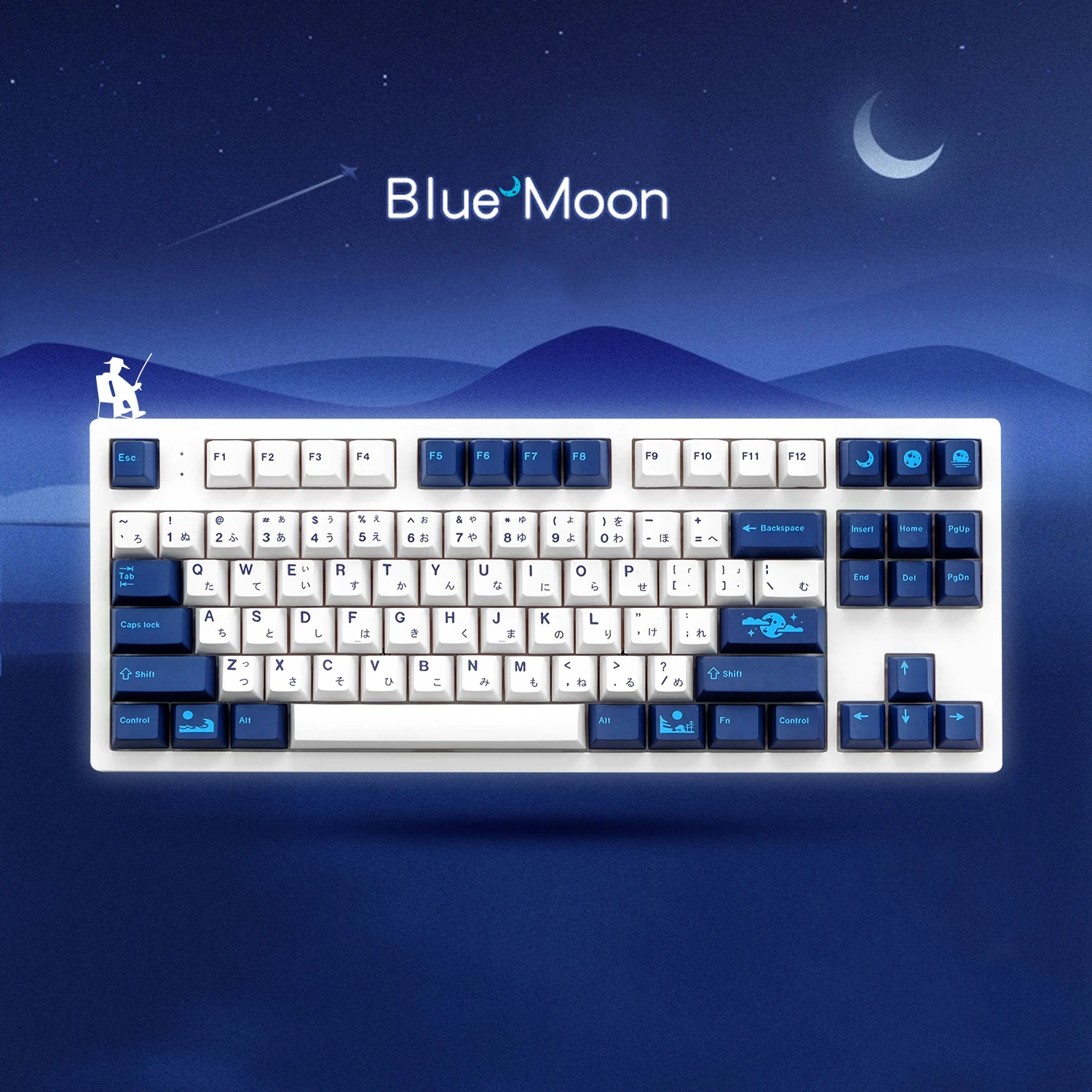 Teclas Azul Lua Keycaps Cereja Perfil Pbt Tintura Sublimação Teclado Mecânico para mx Switch 1.75u 2u Deslocamento 6.25u 7u 134