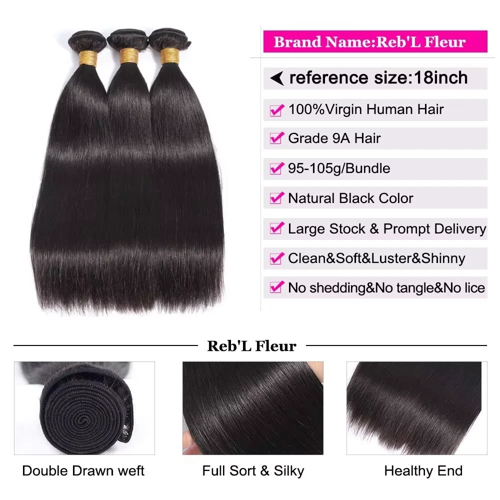 30 36 Inch Straight Bundles Human Hair Brazilian Virgin Hair Natural Color 1 3 4 Pcs Raw Hair Bundles Extensions For Women 6