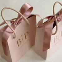 Sacs en papier de luxe de marque personnalisés avec poignées, emballage personnalisé avec Logo imprimé pour bijoux, vêtements et mariages, 500 pièces/lot 3