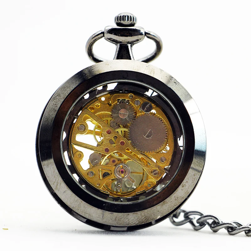 

Steampunk Mechanical Pocket Watch Necklace Pendant Clock Capless Hollow Unisex Antique Vintage Hand Wind Fob Watch reloj hombre