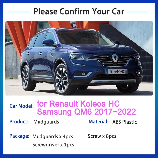 Jeu De 4 Bavettes De Protection Pour Renault Koleos (2007-2024) – Avant Et Arrière, Noir, En TPE/PVC Résistant