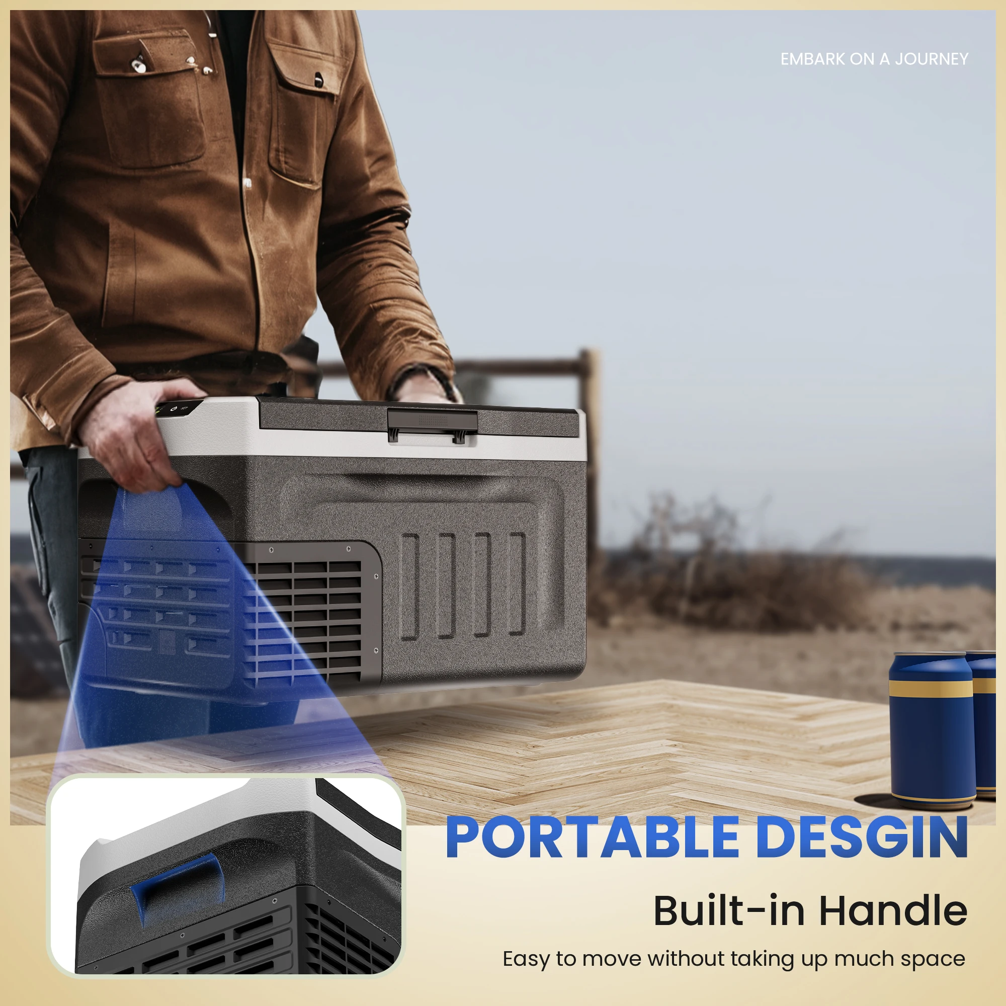 12 Volt Refrigerator, 22QT(21L) 12V Cooler, Compressor Electric Cooler -4℉~68℉,12/24V DC 110~240 Volt AC for RV/Truck