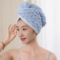 Microfiber Hair Towel Wrap Thickened Coral Velvet Cationic Dry Hair Cap Water Absorption and Quick Drying Striped Bath Cap 6
