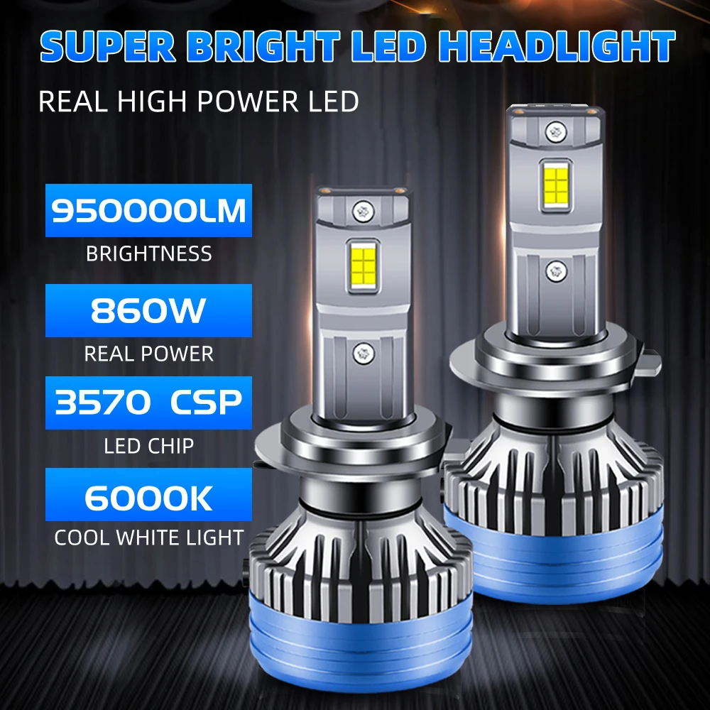 

2Pcs Super Bright H4 H7 LED Headlight 860W High Power H1 H3 H8 H11 Auto Lamps 9005 9006 HB3 HB4 Turbo Lamp 6000K Car Front Ligh