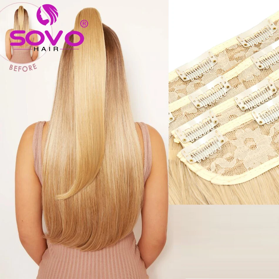 SOVO clip-in haja kiterjesztések 22'' 100 grams egyenesen Emberi haja kiterjesztése  majd 18