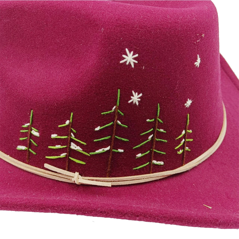 Cowboy Hats for Men Hand Embroidered Western Cowboy Hat Accessories Decoration Classic Wide Brim Jazz Women's Felt Hat cowboy hats