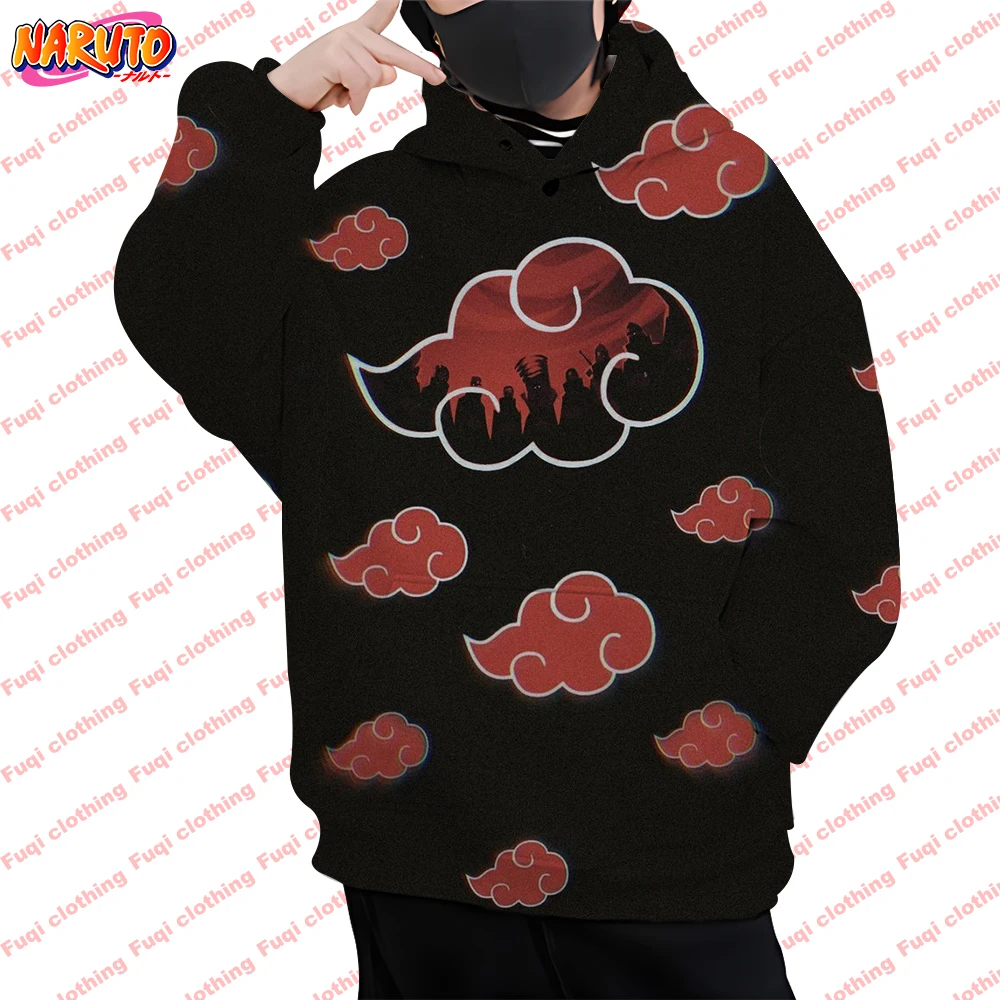 

Japanese anime ninja comics cartoon continuous hoodie Gothic and warm band -Leading Black Sports Shirt