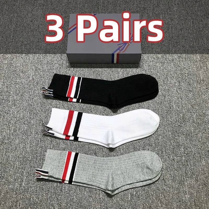 

TB Men Socks Cotton High Quality Classic RWB Striped Crew Socks Luxury Brand Design Fashion Korean Breathable Unisex Socks