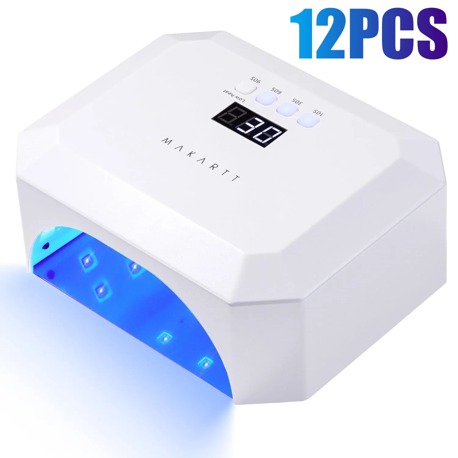 12개 UV LED 네일 램프, 마카트 UV 라이트 젤 네일 폴리쉬용 충전식 오로라 36W 네일 젤 램프 4개 타이머 및 자동 센서 포함