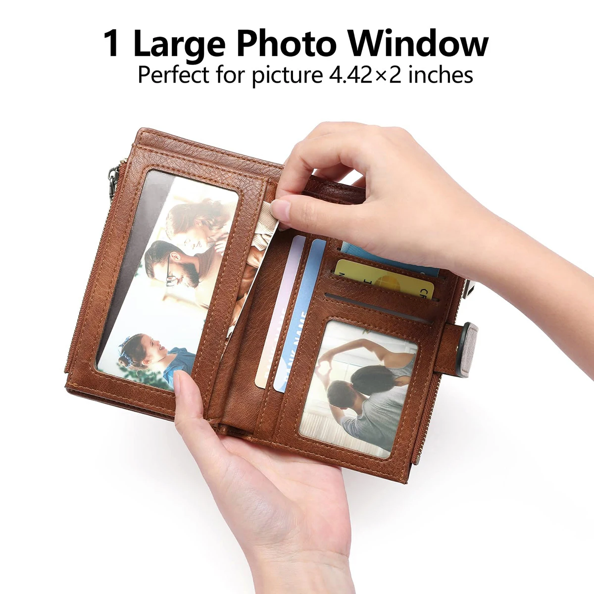 Vintage RFID Shielded Women's Trifold Wallet | Multi-functional Large Capacity Credit Card Holder with Zip Pockets & Snap Closure