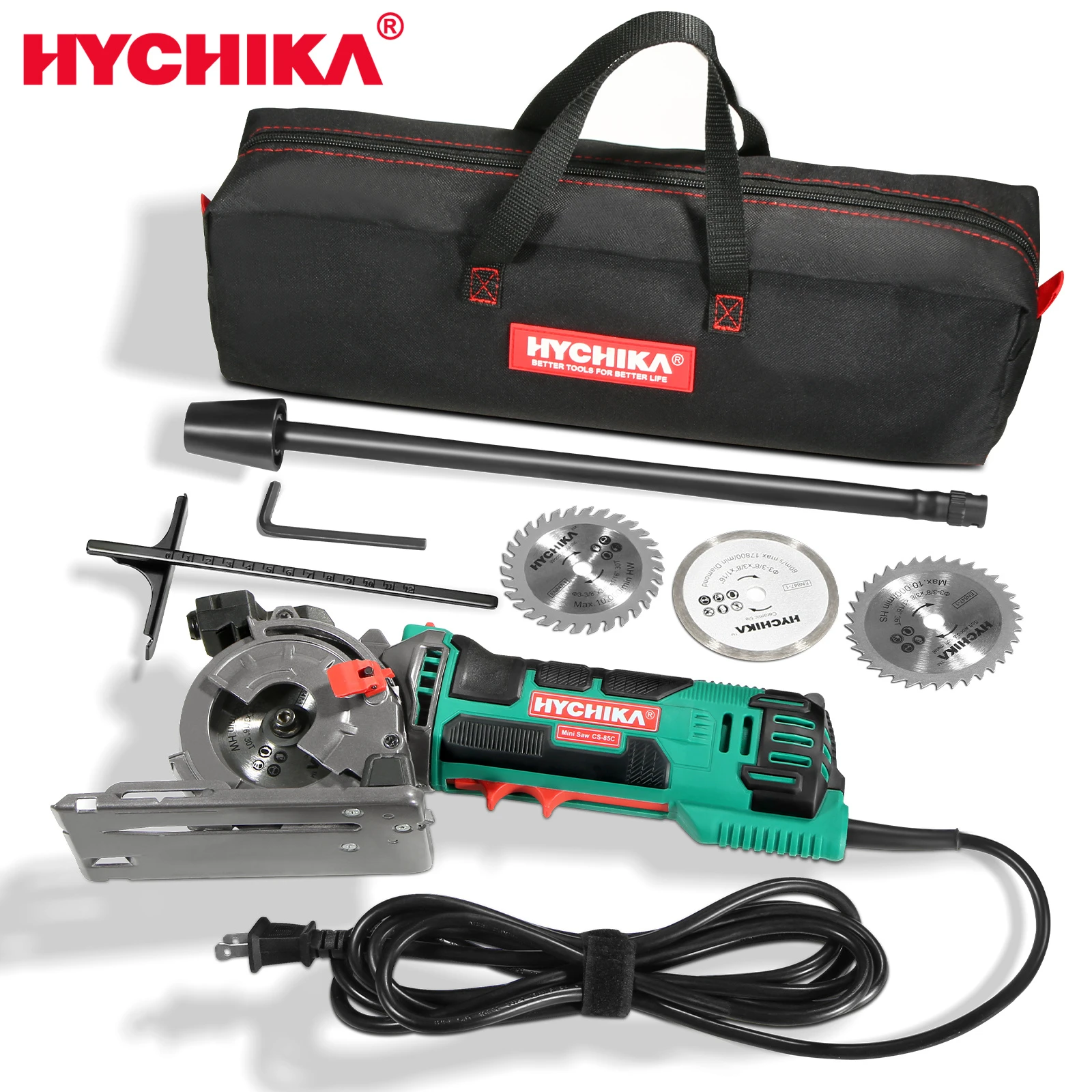 HYCHIKA 230V Mini Circular Saw 500W Plunge Cut Track Cutting Wood Metal