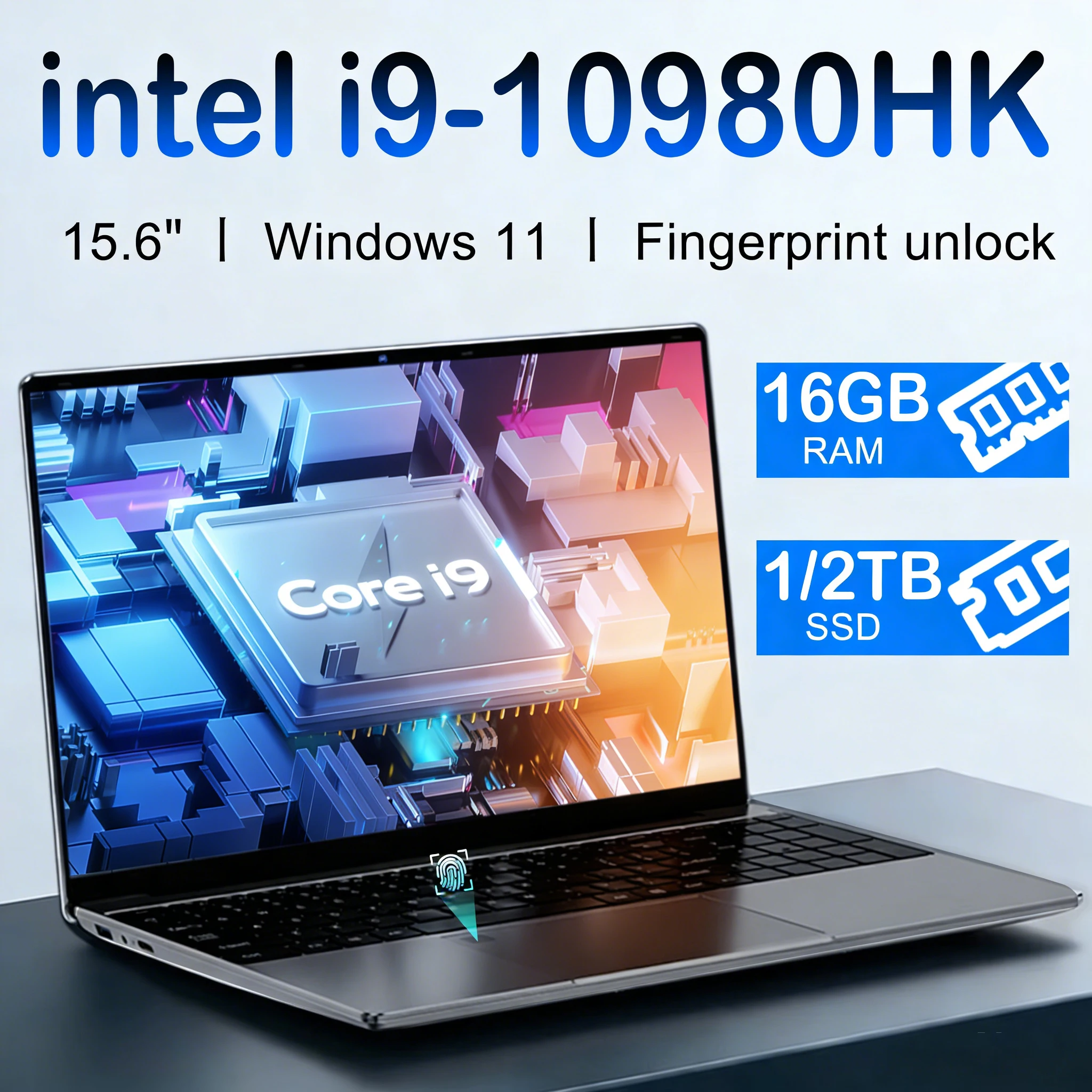 Nouveau 15.6 "ordinateur portable Intel Core i9-10980HK 16GB RAM 1TB SSD Ultra mince ordinateur portable de jeu 1920*1080 Windows 11 bureau étude usage domestique