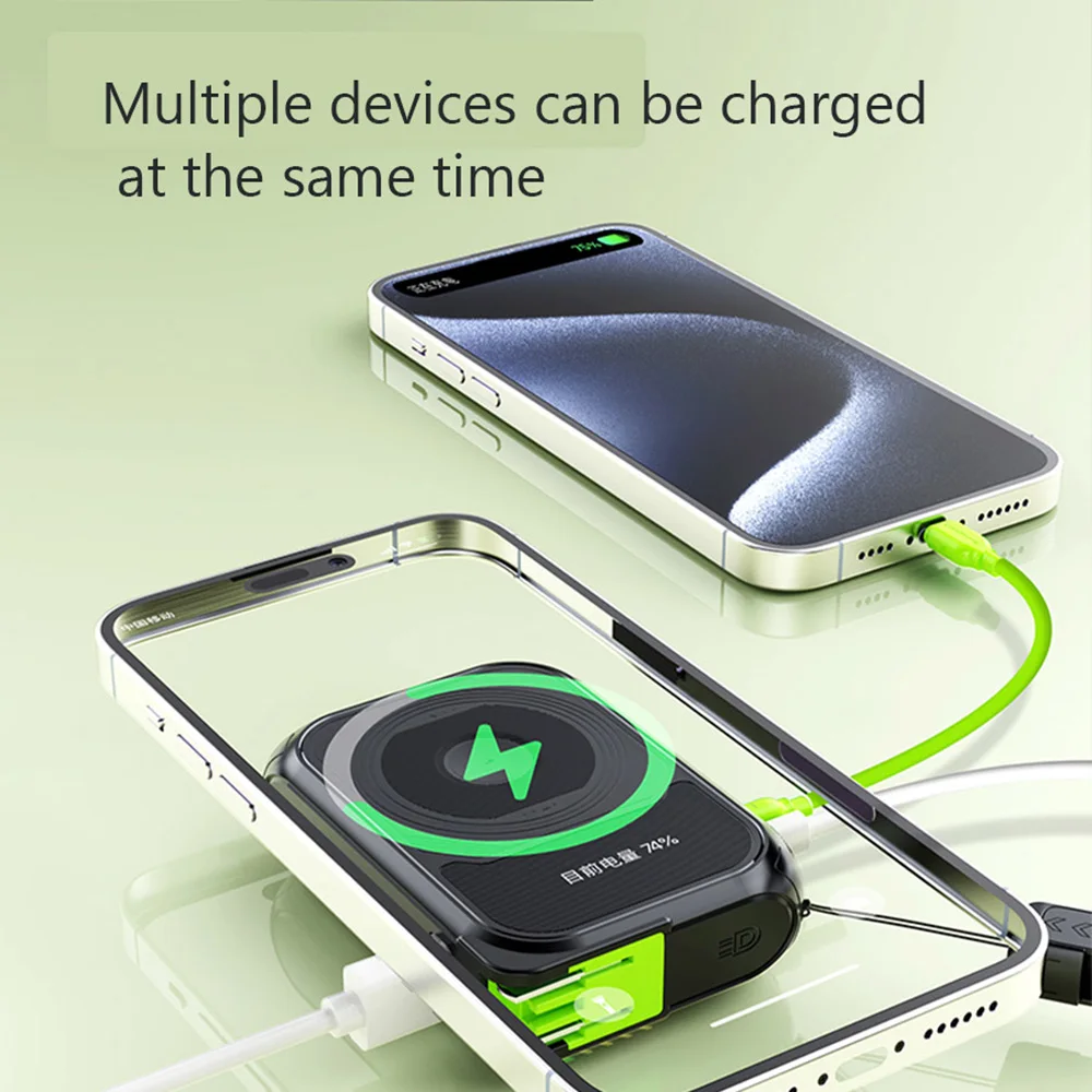 HT-38 3 in 1 energy storage charger portable wireless power bank 22.5w with stand 10,000mah waterproof & sturdy design 5