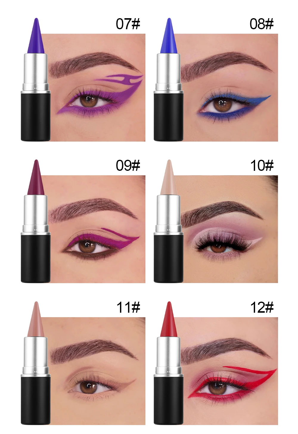 Description Picture 6 of item12color Matte Eyeliner Pencil & Solid Gel | Smudge-Proof, Long-Lasting Formula | Easy to Apply for Precise,lipstick