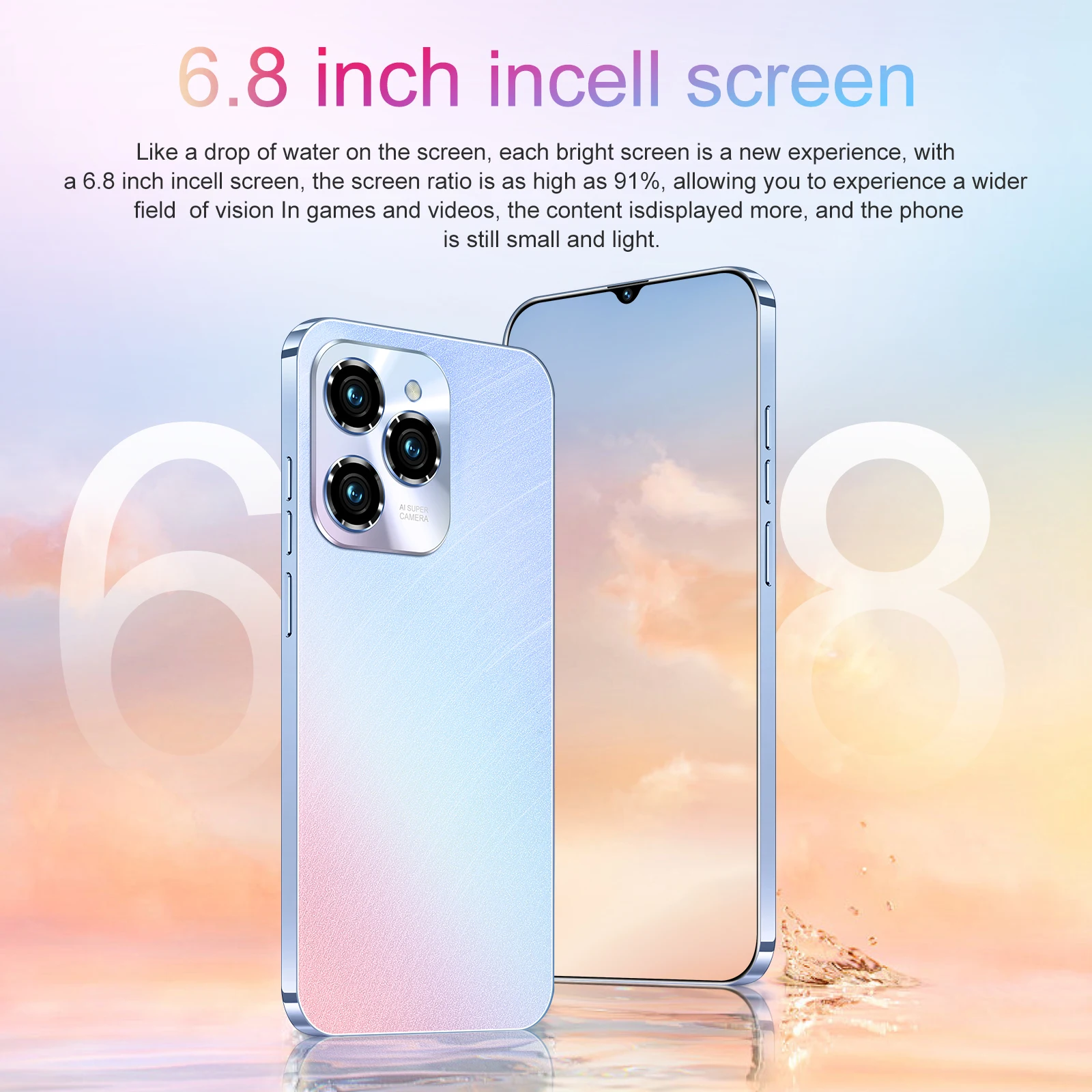 6.8 HD 안드로이드 휴대폰, 언락 4G, 5G, 듀얼 SIM 카드, 8000mAh, 16GB, 1TB, 50MP, 108MP 셀룰러, 인기 스마트폰, 40 프로