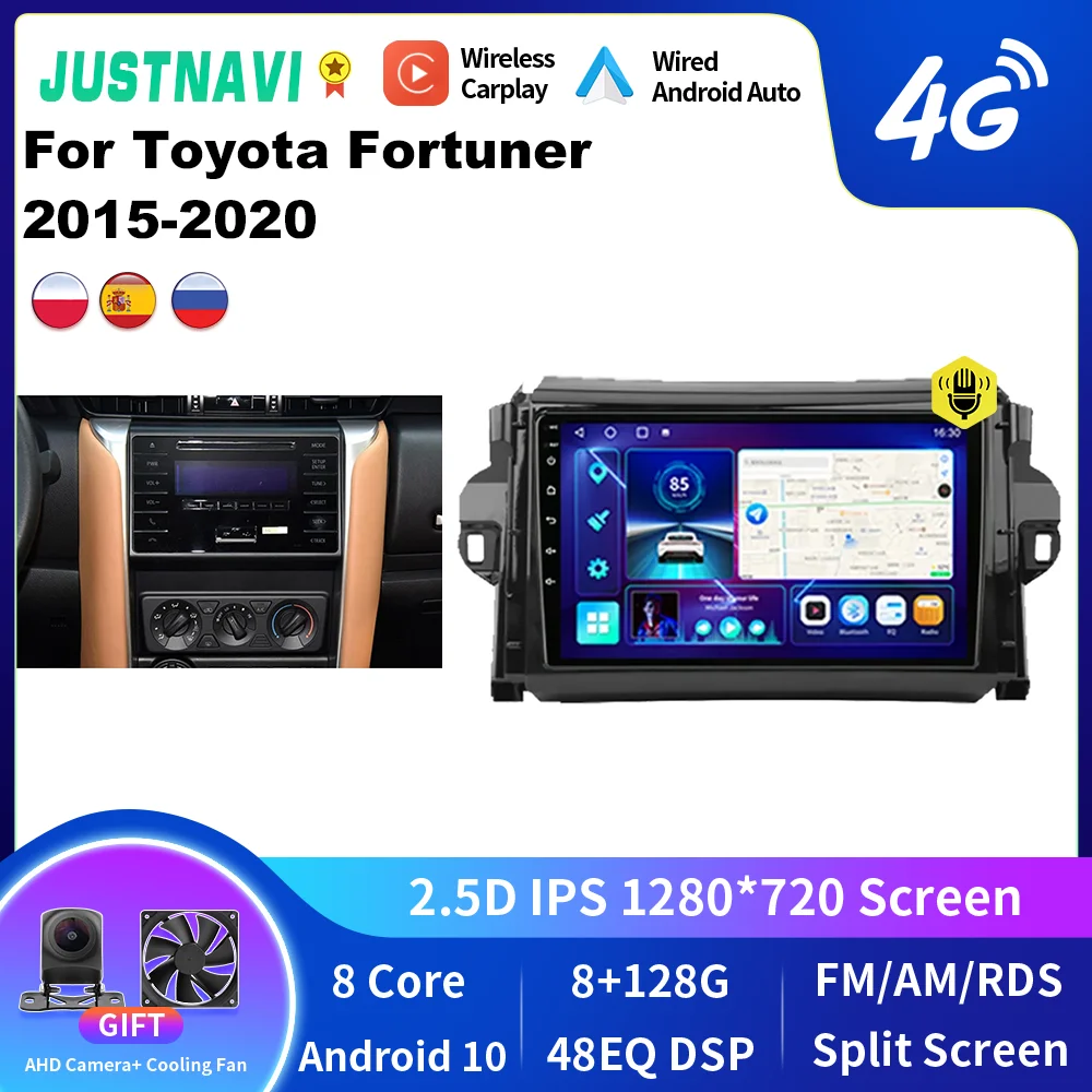 

JUSTNAVI For Toyota Fortuner 2015-2020 Android Car Radio Multimedia Stereo Video DSP Player Autoradio Carplay Navigation GPS