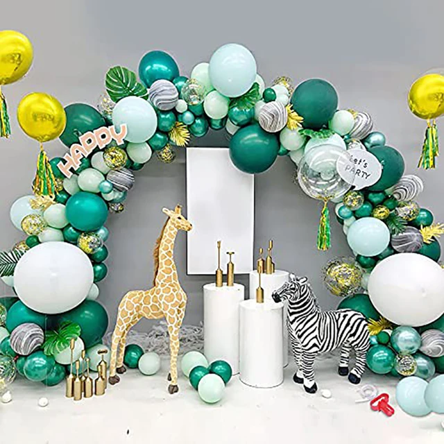 Decoraciones de segundo cumpleaños para niñas y niños, decoración de globos  de cumpleaños de dos años de color verde salvia dorado con globo de papel