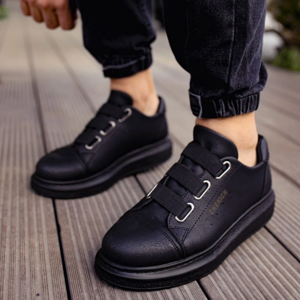 

FOH Store Men Women Shoes ST BLACK Color Non Leather Elastic Band 2023 Spring and Fall Seasons New Fashion Casual Breathable Sneakers Suits Comfortable Solid Sole Office Fashion Wedding Walking Lightweight 253