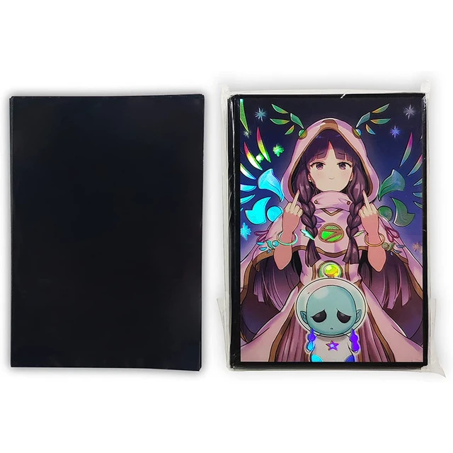 100PCS Holographic Animation YuGiOh Card Sleeves Trading Cards Protector  Shield Laser Cute Card Deck Cover Japanese Size 63x90mm