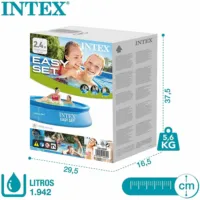 Piscine gonflable amovible Easy Set 3,66 m X 76 cm O 2,44 m X 61 cm ou 3,05 m X 61 cm 10"" X 24" pouces et couverture en option - Assemblage instantané 1942 ou 3077 litres Triple Capa 2