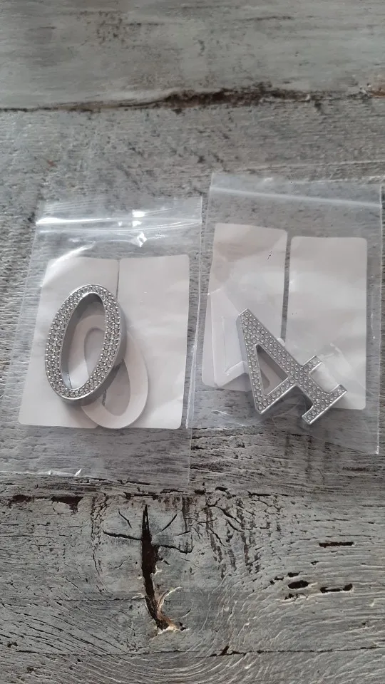 1PCS Metal House Number with Imitation Diamond Self-Adhesive Door Numbers for Apartment Hotel Home Mail Box Label Outddoor #0-9 photo review