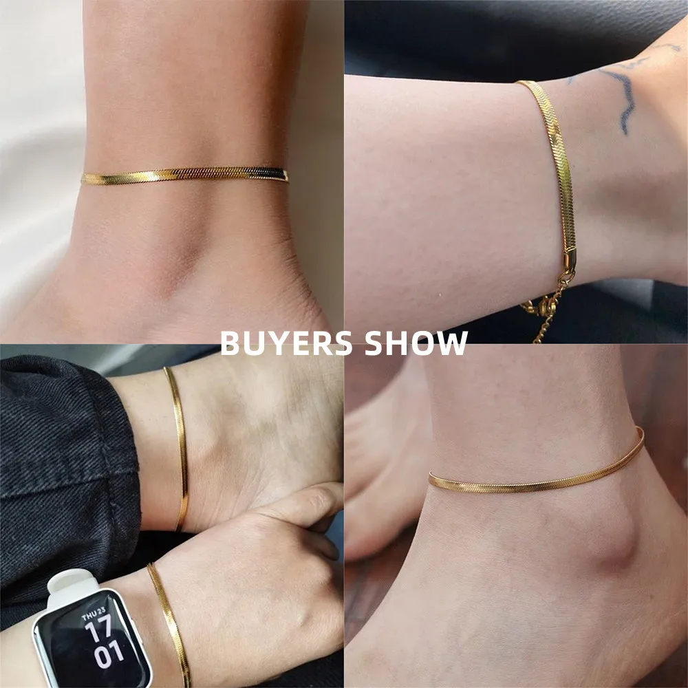 Snake Bone Chain Anklet for Women Girls Adjustable Summer Beach Chain Anklet Bracelet Jewelry Gift Silver Anklet Bracelet Ankle Chains