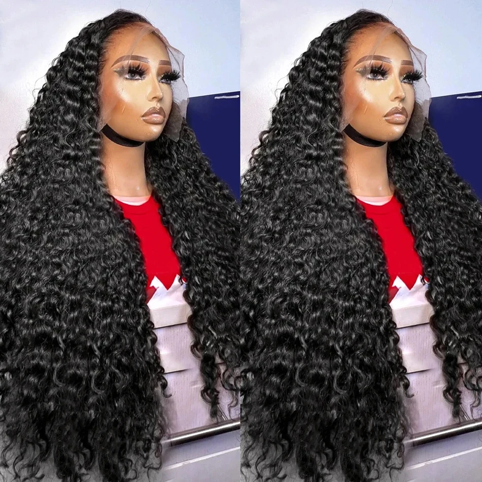 

200% HD 5x5 Transparent Deep Water Wave Curly Lace Frontal Closure Wigs 28 Inch 13x4 13x6 Lace Front Human Hair Wig For Wome