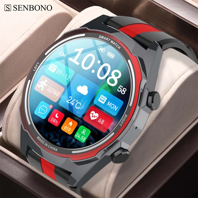 SENBONO-reloj inteligente redondo para hombre y mujer, pulsera con  Bluetooth, respuesta a llamadas, más de 100 esferas, deportivo, Para  Android e IOS - AliExpress