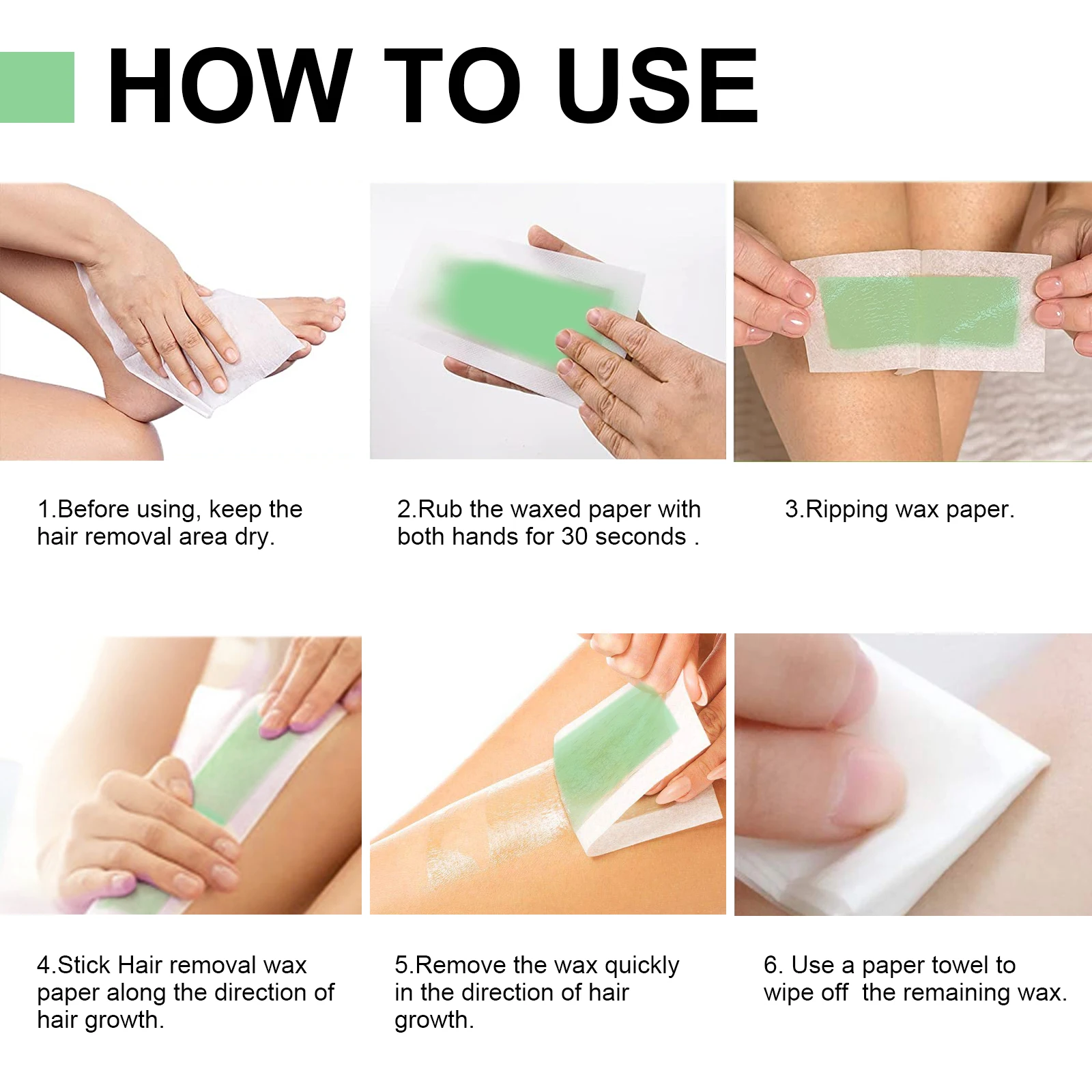 EELHOE Hair Removal Wax Strips Gentle Remove Hair Non-irritating Pore Shrink Improve Smoothness Quick Peel Off Hair Removal Wax