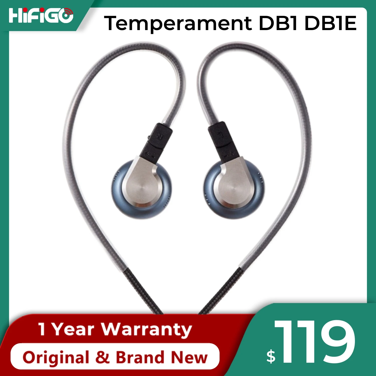 

Temperament DB1 DB1E Titanium Alloy Flat Earphones Flat Head Earbuds with 2Pin Detachable Cable Earbuds Wired Flat Headset