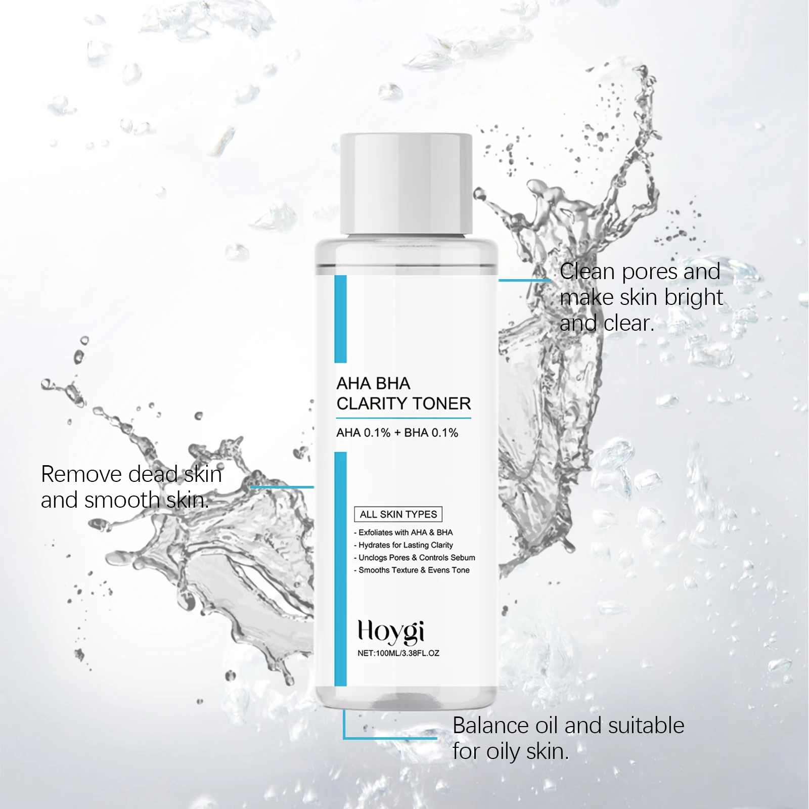 Hoygi Exfoliating Face Toner Lasting Moisturizing Deep Nourishing Reduce Dryness Unclog Pore Oil Control Daily Facial Toner