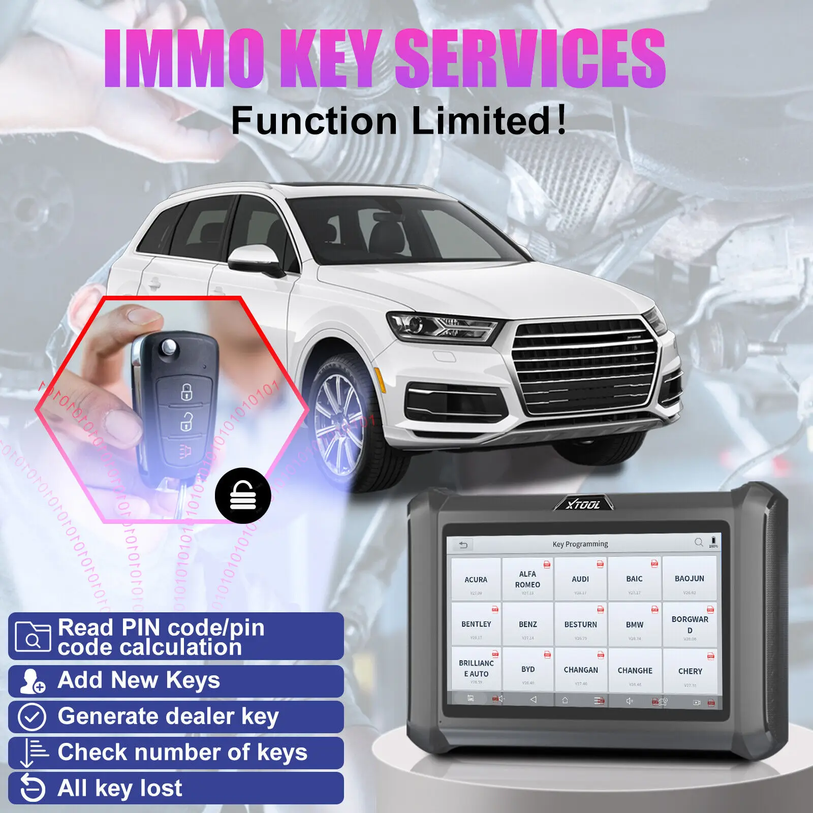 2024 XTOOL D7S OBD2 Scanner CAN FD Bidirectional Diagnostic Tools ECU Coding Auto Full System auto Scan Tool 38 Reset Functions